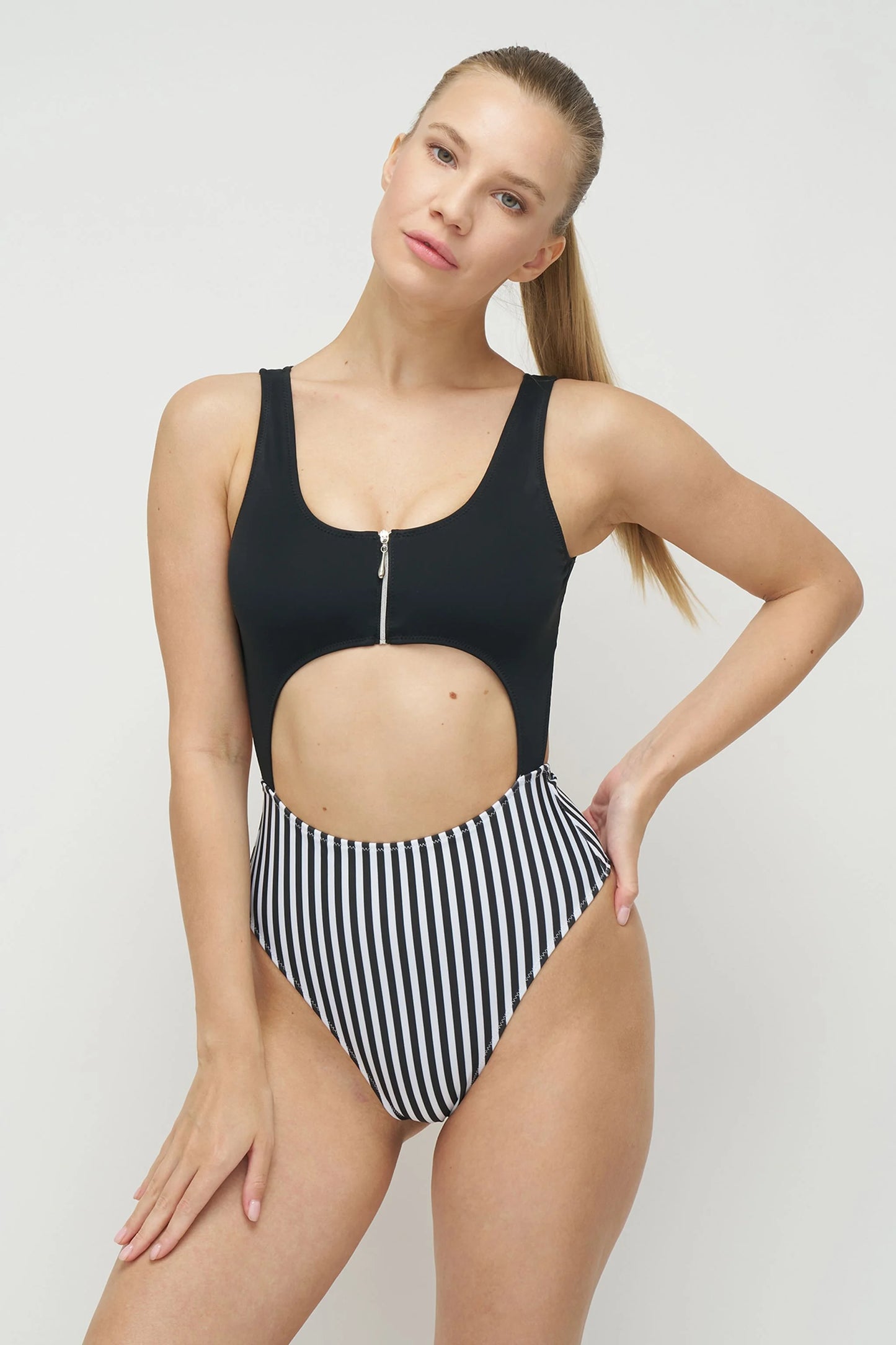 Lolita Bodysuit - Black/Stripes