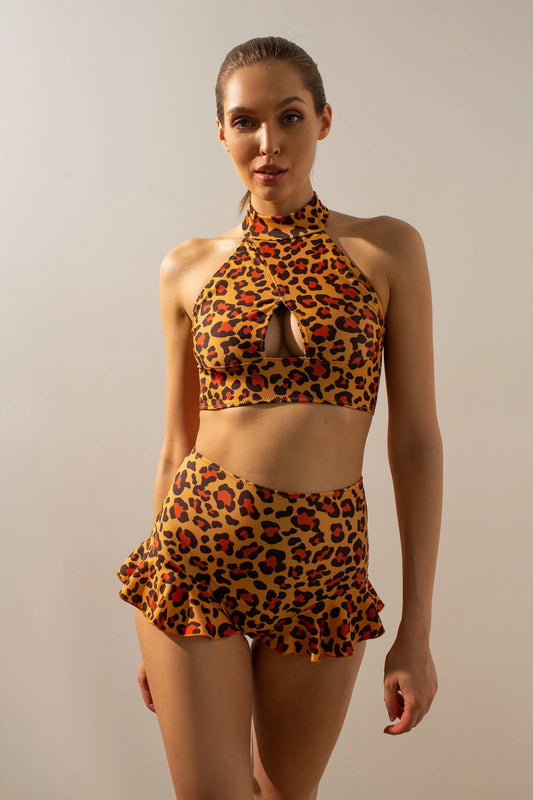 Tanna Top - Orange Leopard